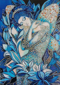 Sleeping Angel Girl With Blue Flowers