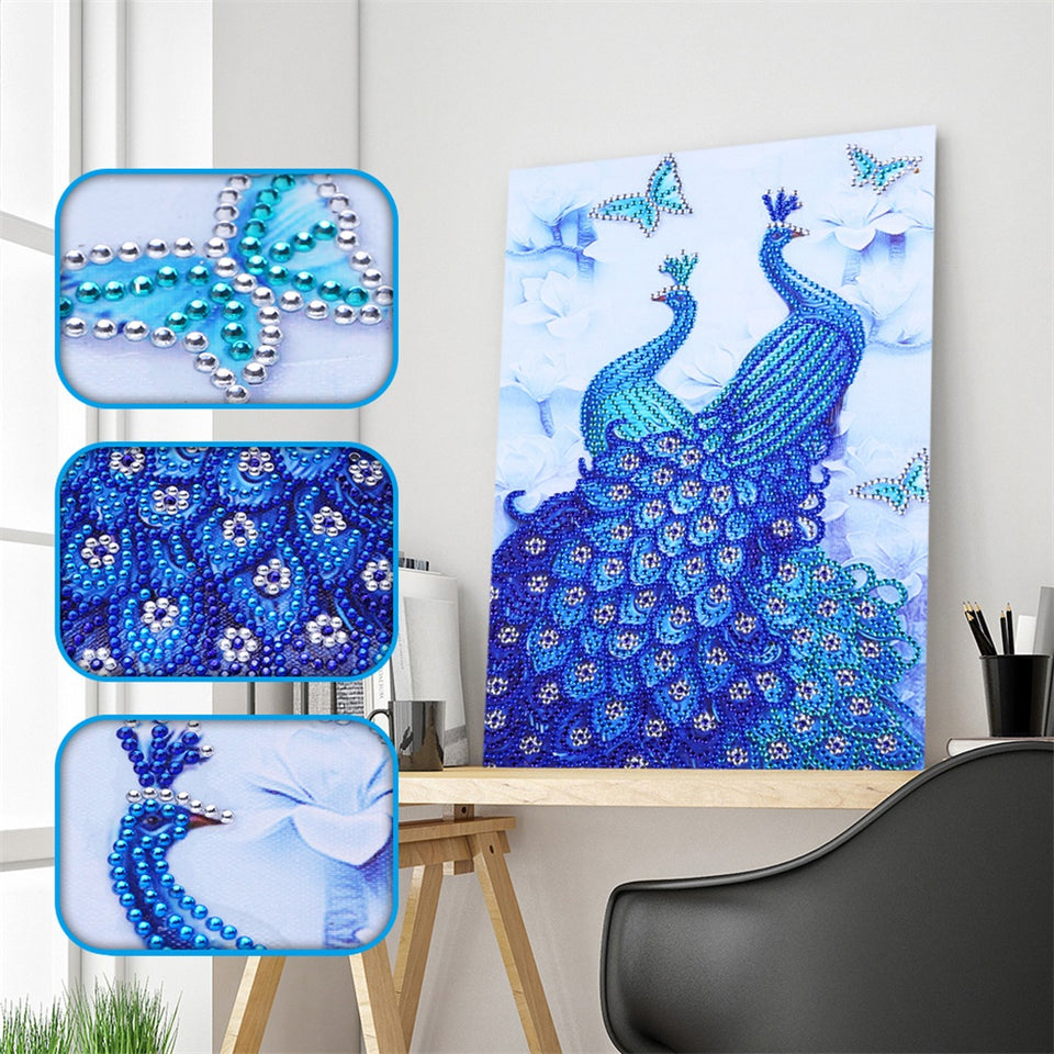 Two Beautiful Blue Peacocks