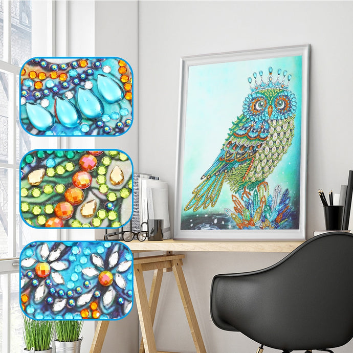 Owl With Crown Colorful Painting