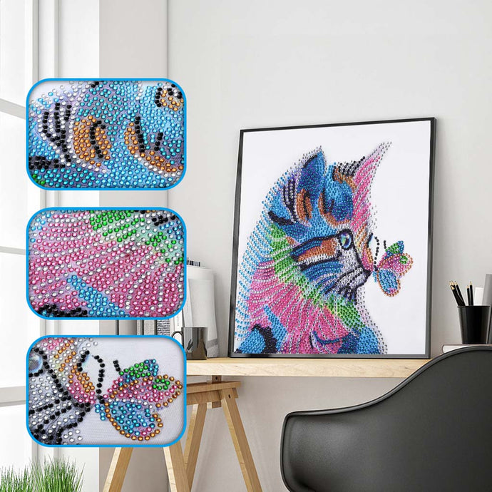 Colorful Cat With Butterfly
