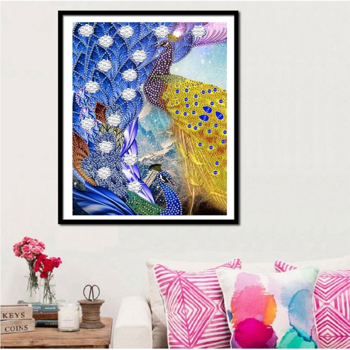 Yellow And Blue Peacock Painting