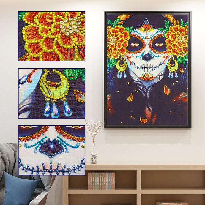 Happy Skull With Happy Flowers