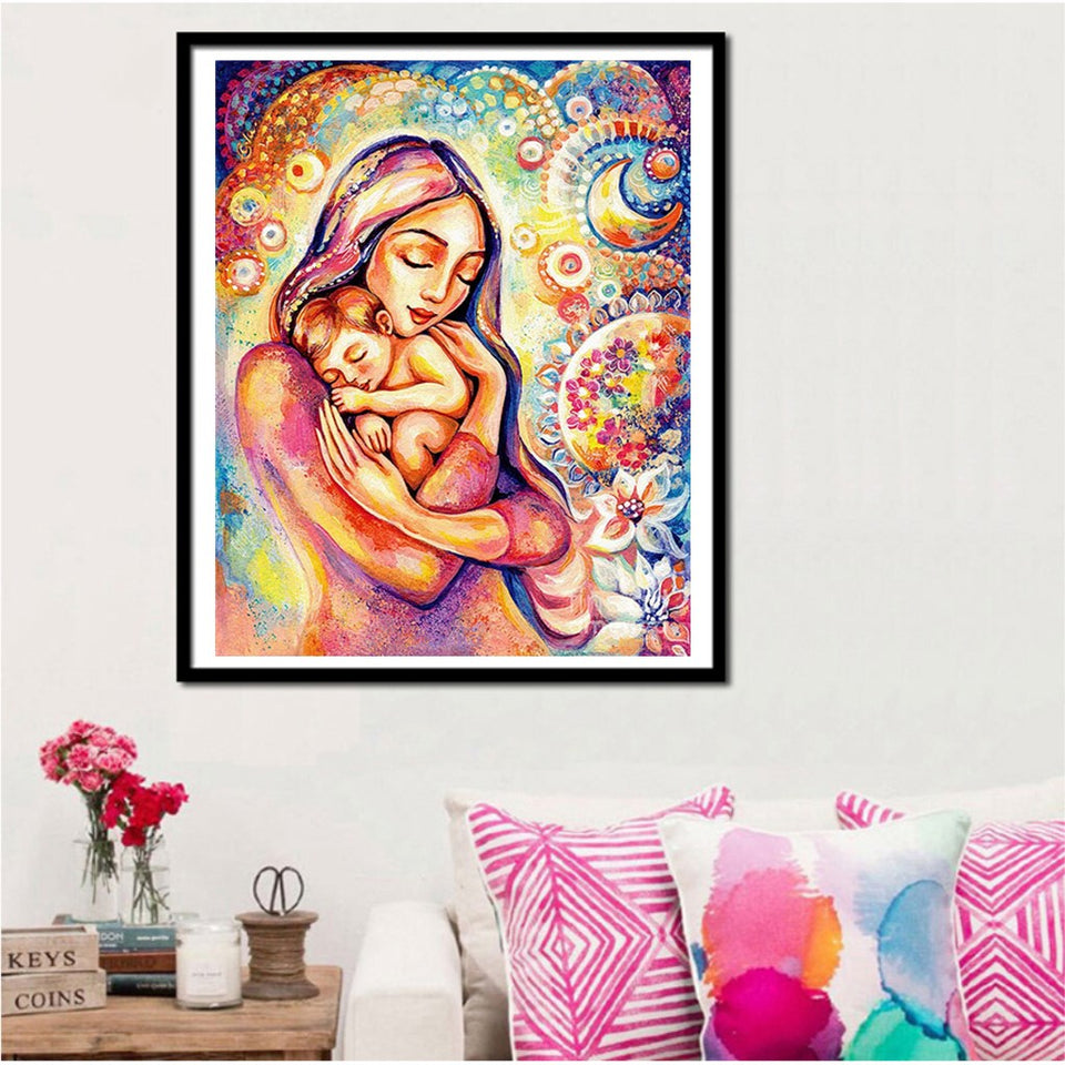 5D DIY Diamond Painting Special Shape Partial Square/Round Drill "Mother and child" Embroidery Cross Stitch Gift Home Decoration