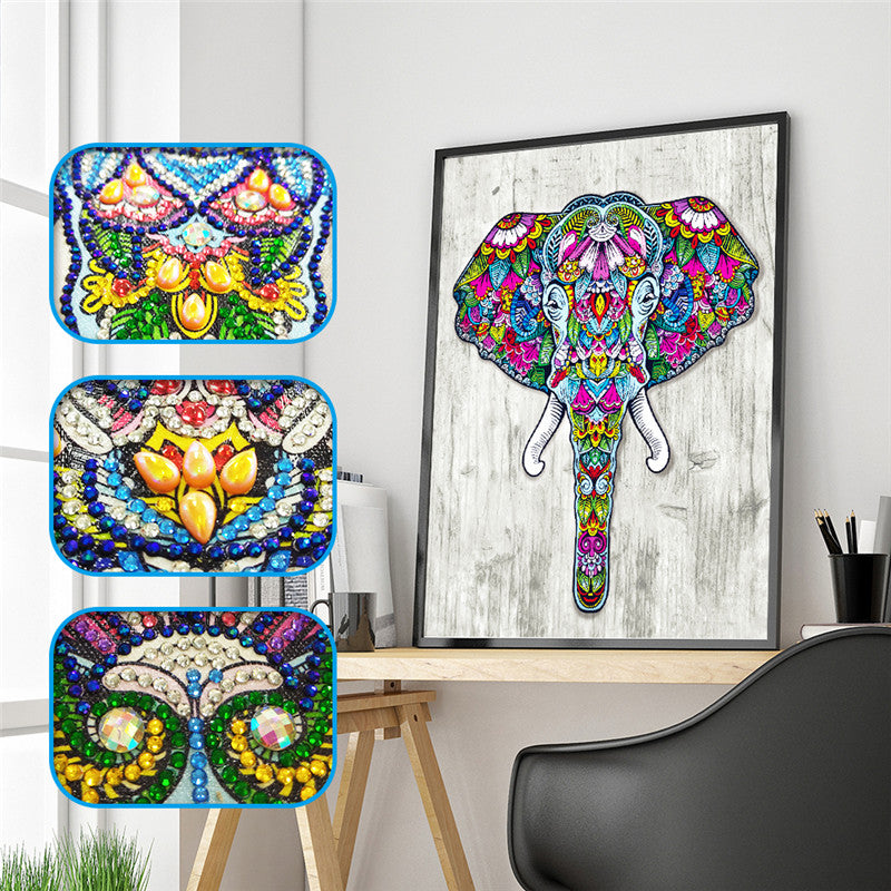 Elephant Motif Colorful Painting