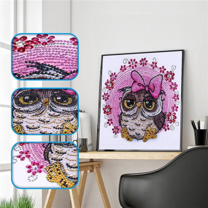 Cute Small Colorful Owl With Butterfly