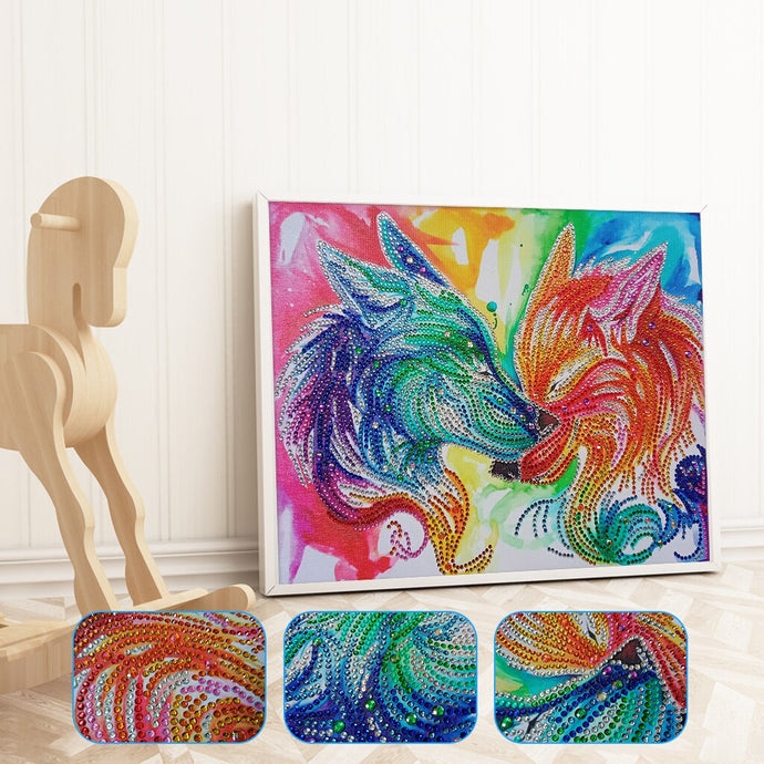 Couple Wolves Colorful