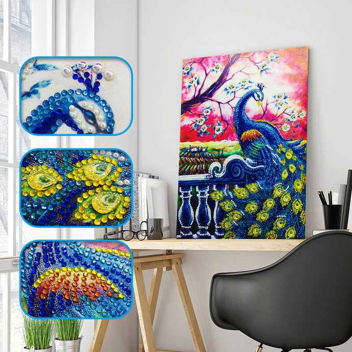 Yellow And Blue Peacock With Tree