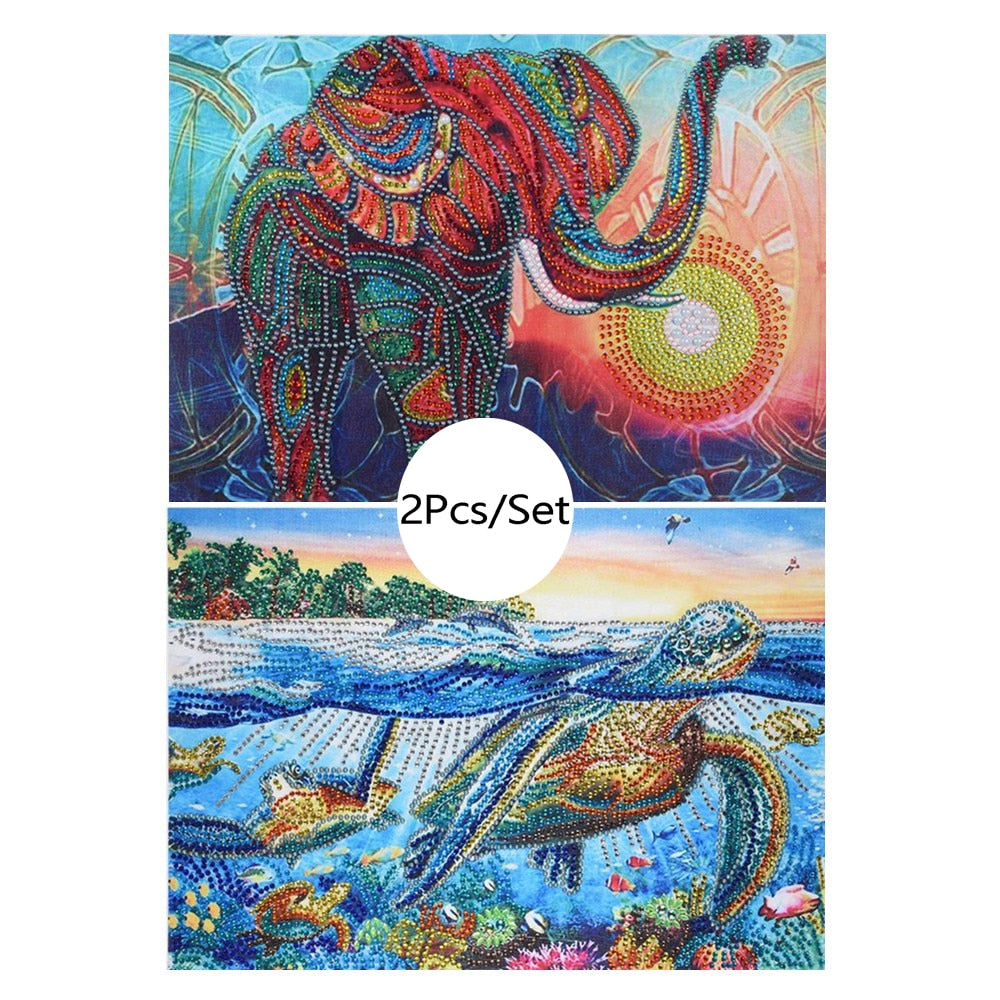 2Pcs Set Cute Elephant And Turtle - Main Image