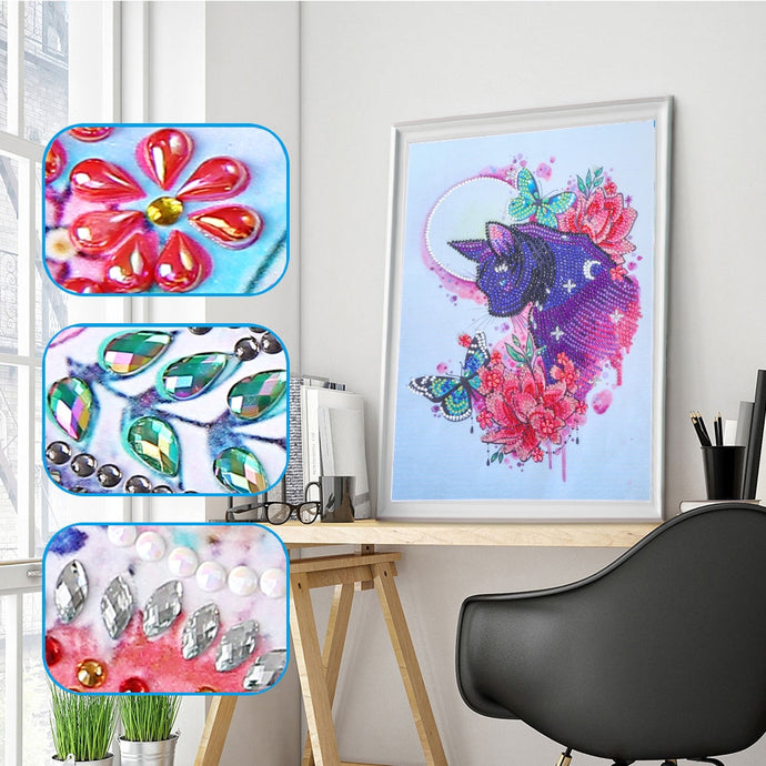 Leopard with Flowers And Butterfly