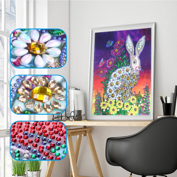 Cute Rabbit With Flowers