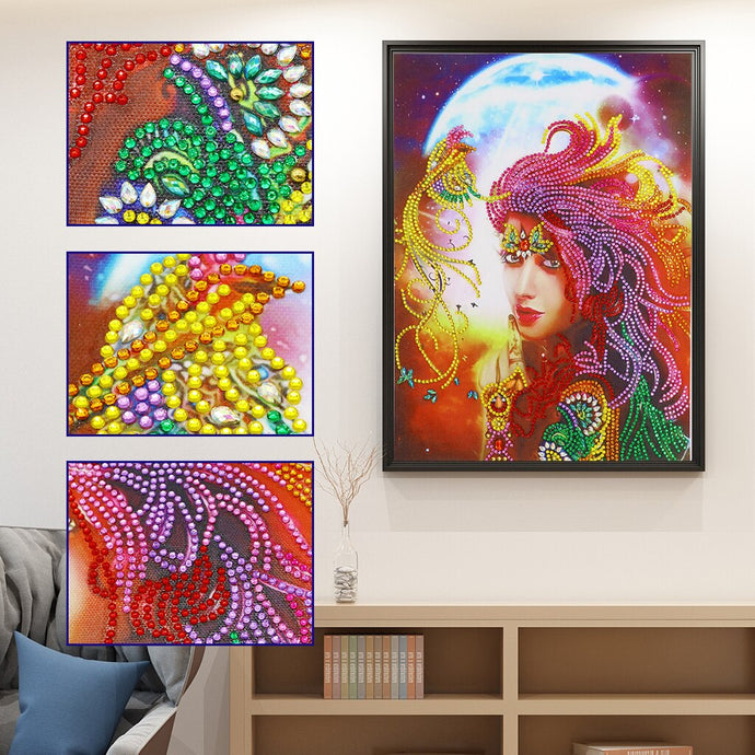 Colorful Girl With Moon