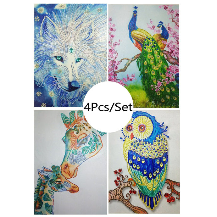 4Pcs Set Colorful Animals And Birds