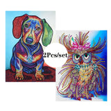 2Pcs Set Colorful Dog And King Owl Painting