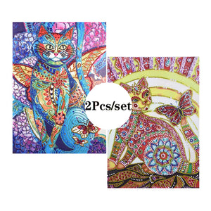 2Pcs Colorful Cat Painting
