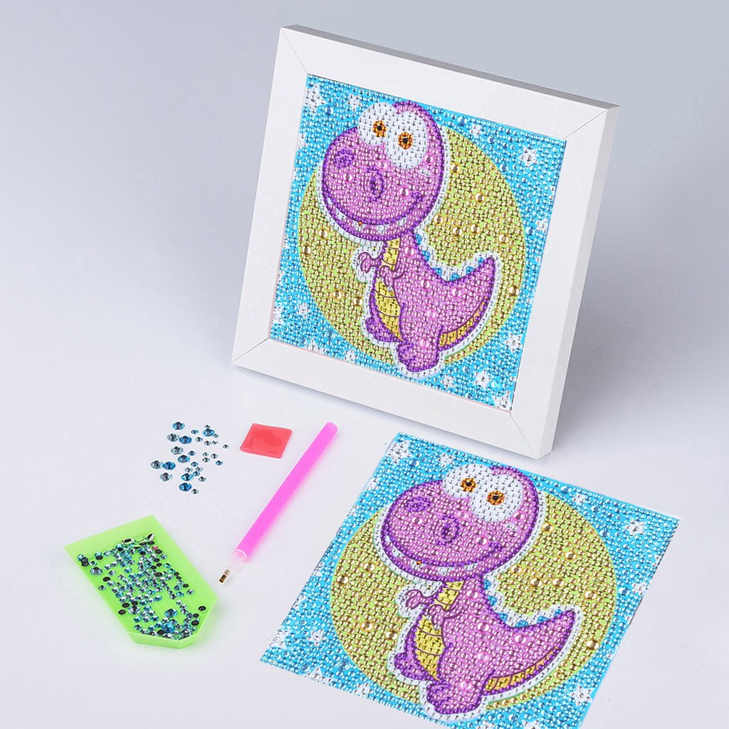 Pink Cute Dinosaur Painting For Kids – Diamond Painting Bliss