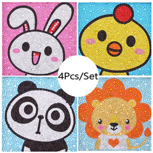 4 Pcs Set Cute Animals Paintings For Kids