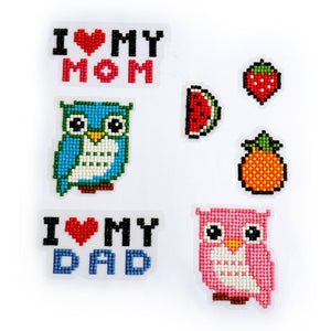 Colorful Owl And Fruit Stickers For Kids
