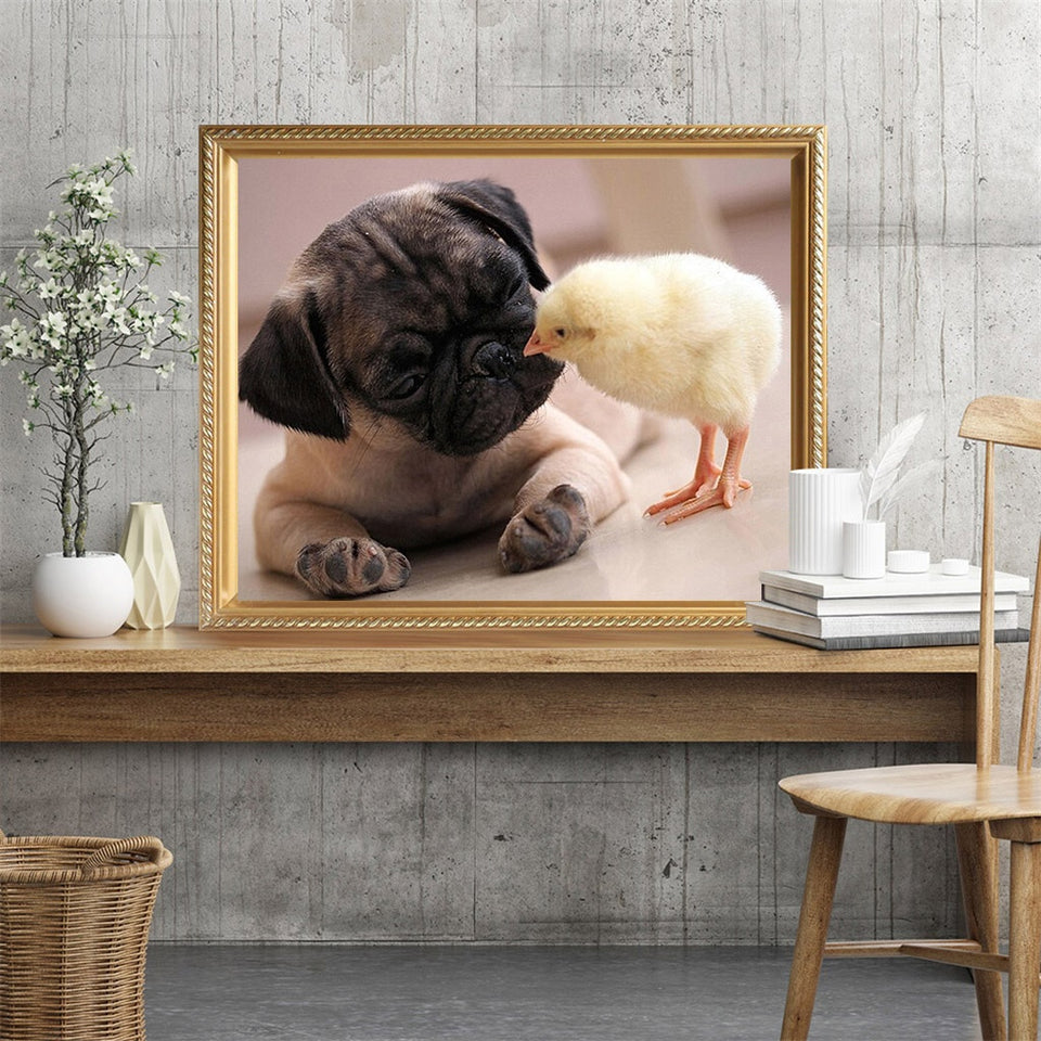 Cute Dog And Chick Special Diamond Painting