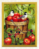 Apples in a Bucket & Sparrows Diamond Painting - diamond-painting-bliss.myshopify.com