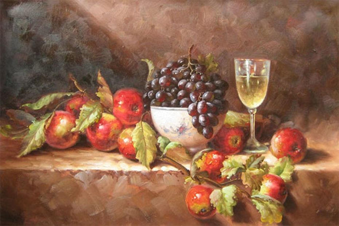 Fruits on Table with Wine Glass DIY Diamond Painting - diamond-painting-bliss.myshopify.com