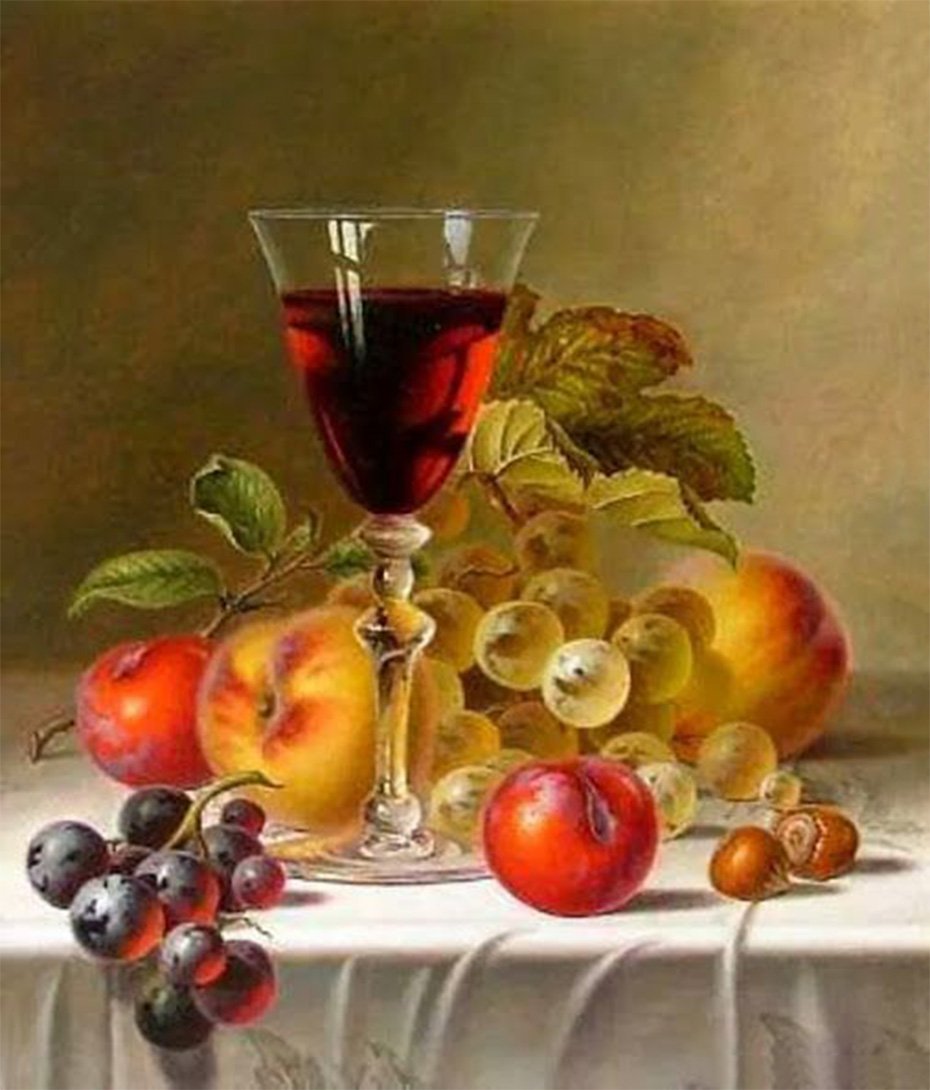 Wine Glass with some Fruits DIY Diamond Painting - diamond-painting-bliss.myshopify.com