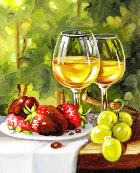 Fruit Plate & Glasses of Wine DIY Painting - diamond-painting-bliss.myshopify.com