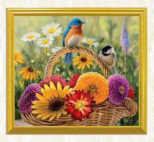 Sparrows & Flowers DIY Painting - diamond-painting-bliss.myshopify.com