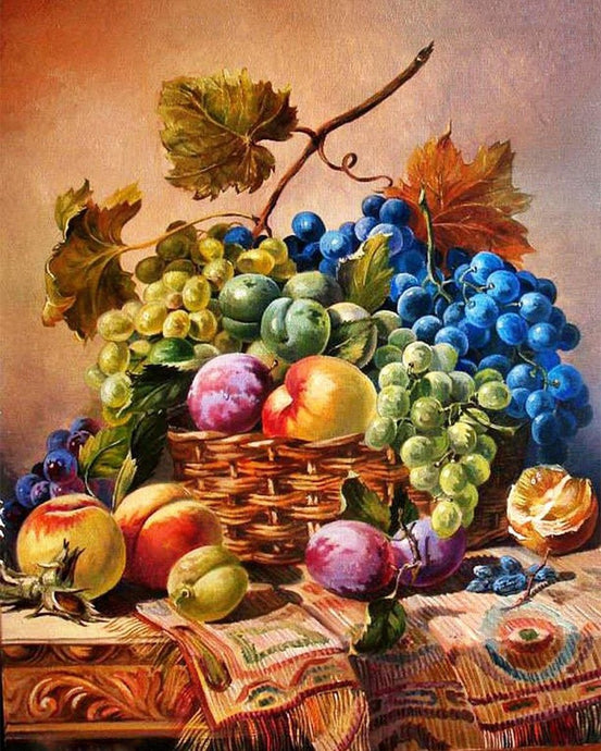 Fruits Spilling Down of Basket Diamond Painting - diamond-painting-bliss.myshopify.com