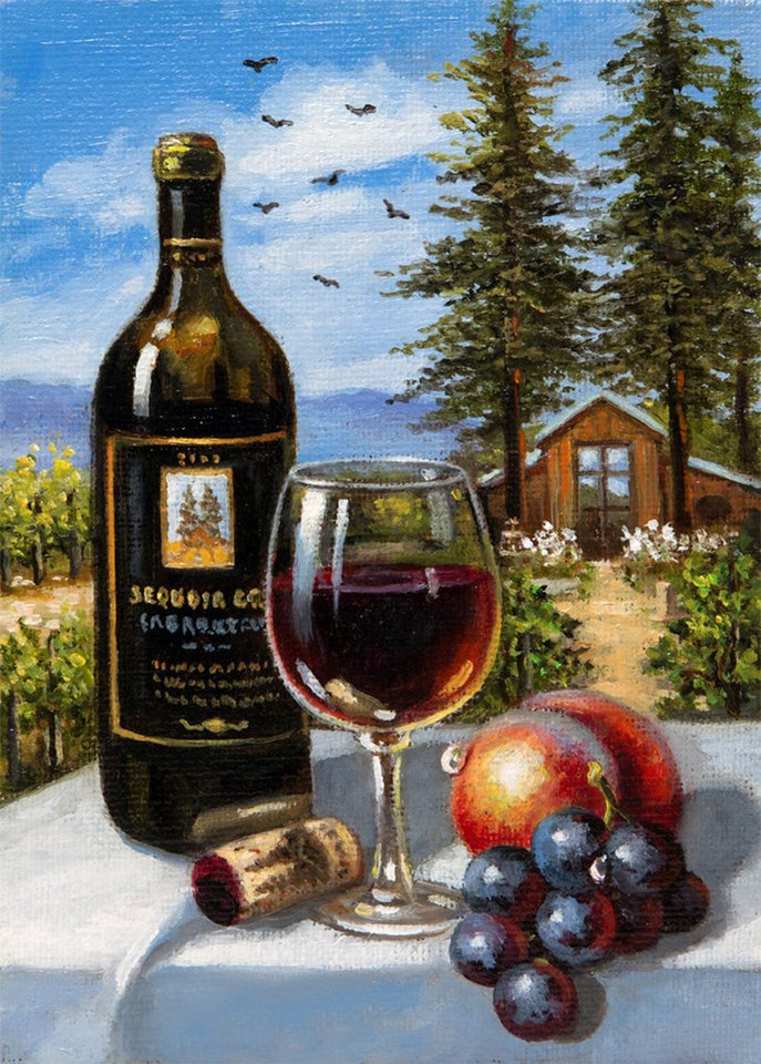 Wine Bottle & Glass with Fruits DIY Painting - diamond-painting-bliss.myshopify.com