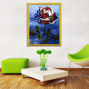 American Flag on Flower DIY Diamond Painting - diamond-painting-bliss.myshopify.com