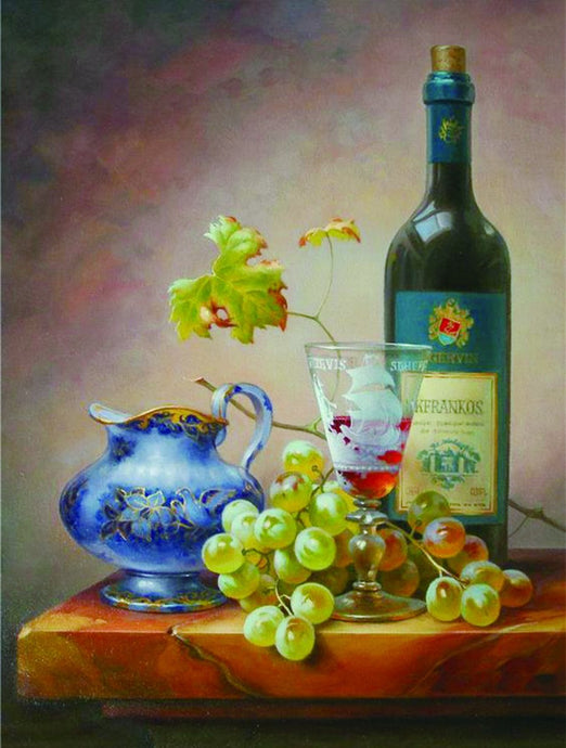 Wine & Grapes Still Life Diamond Painting - diamond-painting-bliss.myshopify.com