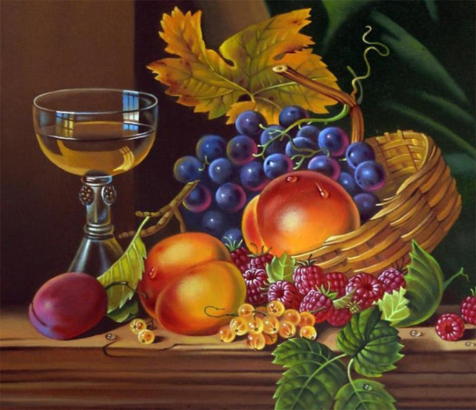 Wine Glass & Fruits Still Life Diamond Painting - diamond-painting-bliss.myshopify.com