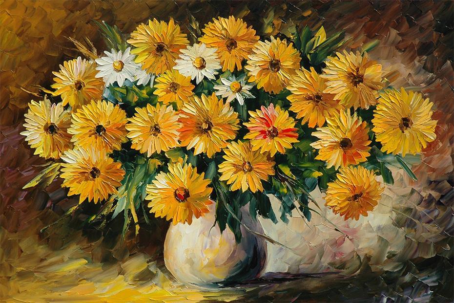 Yellow & White Flowers DIY Painting - diamond-painting-bliss.myshopify.com