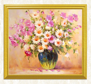 Pink & White Flowers DIY Painting - diamond-painting-bliss.myshopify.com