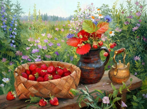 Basket Full of Strawberries & Flower Pott - diamond-painting-bliss.myshopify.com