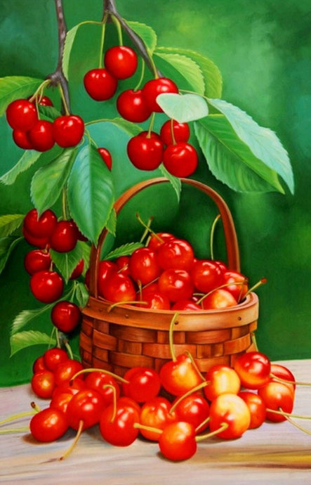 Cherry Basket DIY Diamond Painting - diamond-painting-bliss.myshopify.com