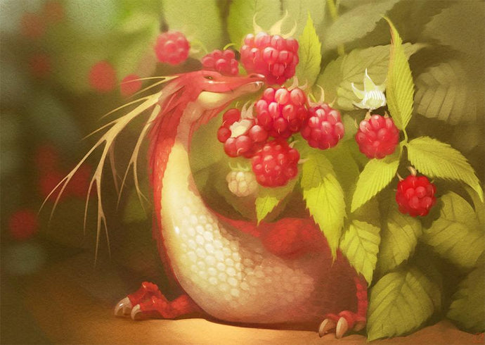 Raspberries & little Dragon Diamond Painting - diamond-painting-bliss.myshopify.com