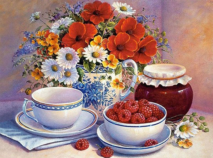 Berries, Flowers & Cup of Tea - diamond-painting-bliss.myshopify.com