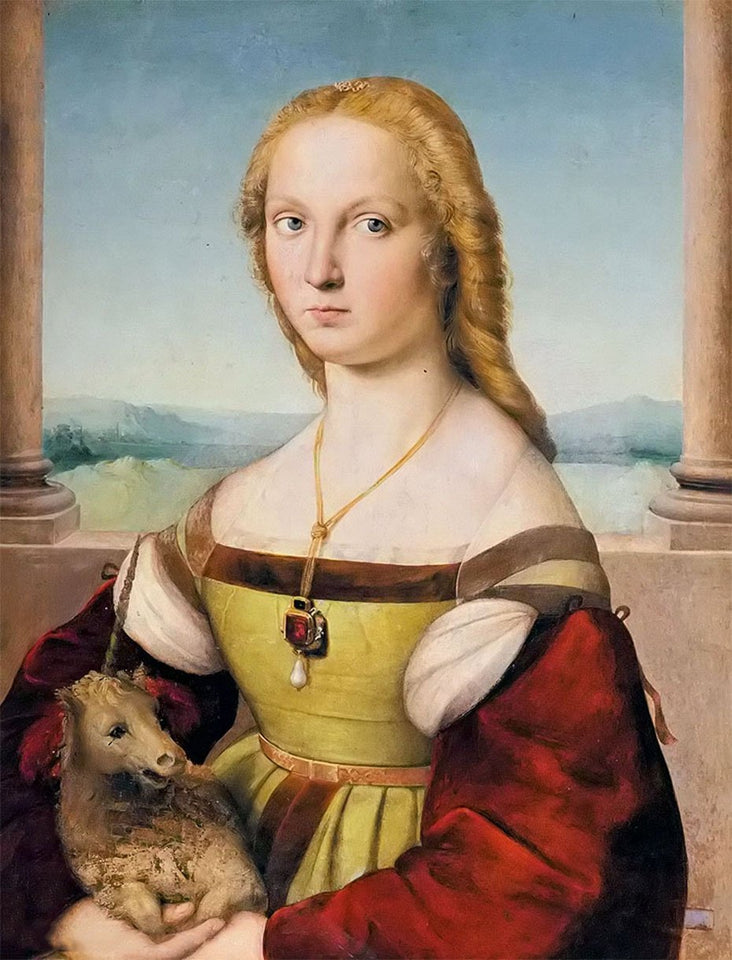 Young Woman with Unicorn - Raphael - diamond-painting-bliss.myshopify.com