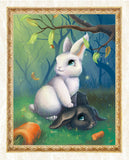 Black & White Rabbits in Forest - diamond-painting-bliss.myshopify.com