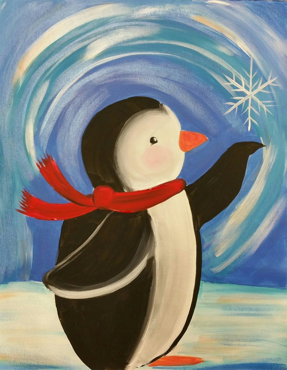 Little Penguin Catching Snow Flake - diamond-painting-bliss.myshopify.com