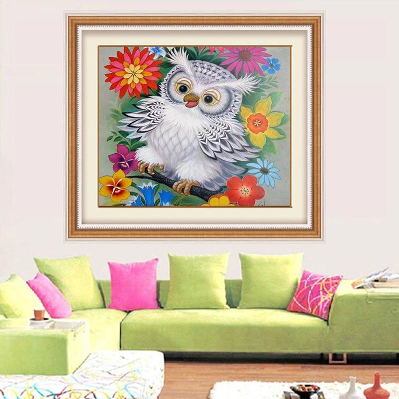 White Owl & Colorful Flowers - diamond-painting-bliss.myshopify.com