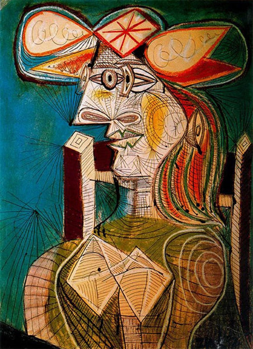 Seated Woman on Wooden Chair - Pablo Picasso - diamond-painting-bliss.myshopify.com