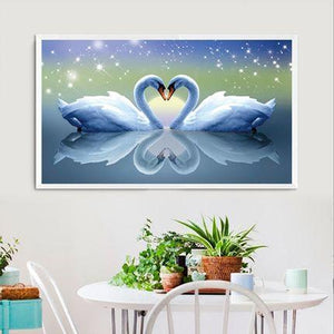 Swan Pair | 5D Diamond Art Kit - diamond-painting-bliss.myshopify.com