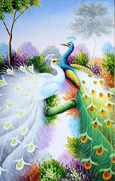 Peacock Pair DIY Diamond Painting - diamond-painting-bliss.myshopify.com