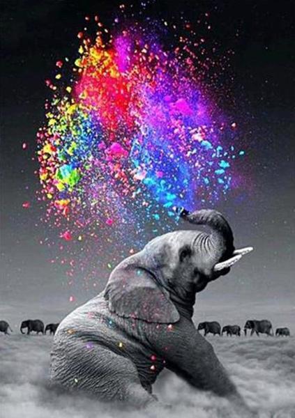 Elephant Spraying Colors DIY Diamond Painting - diamond-painting-bliss.myshopify.com